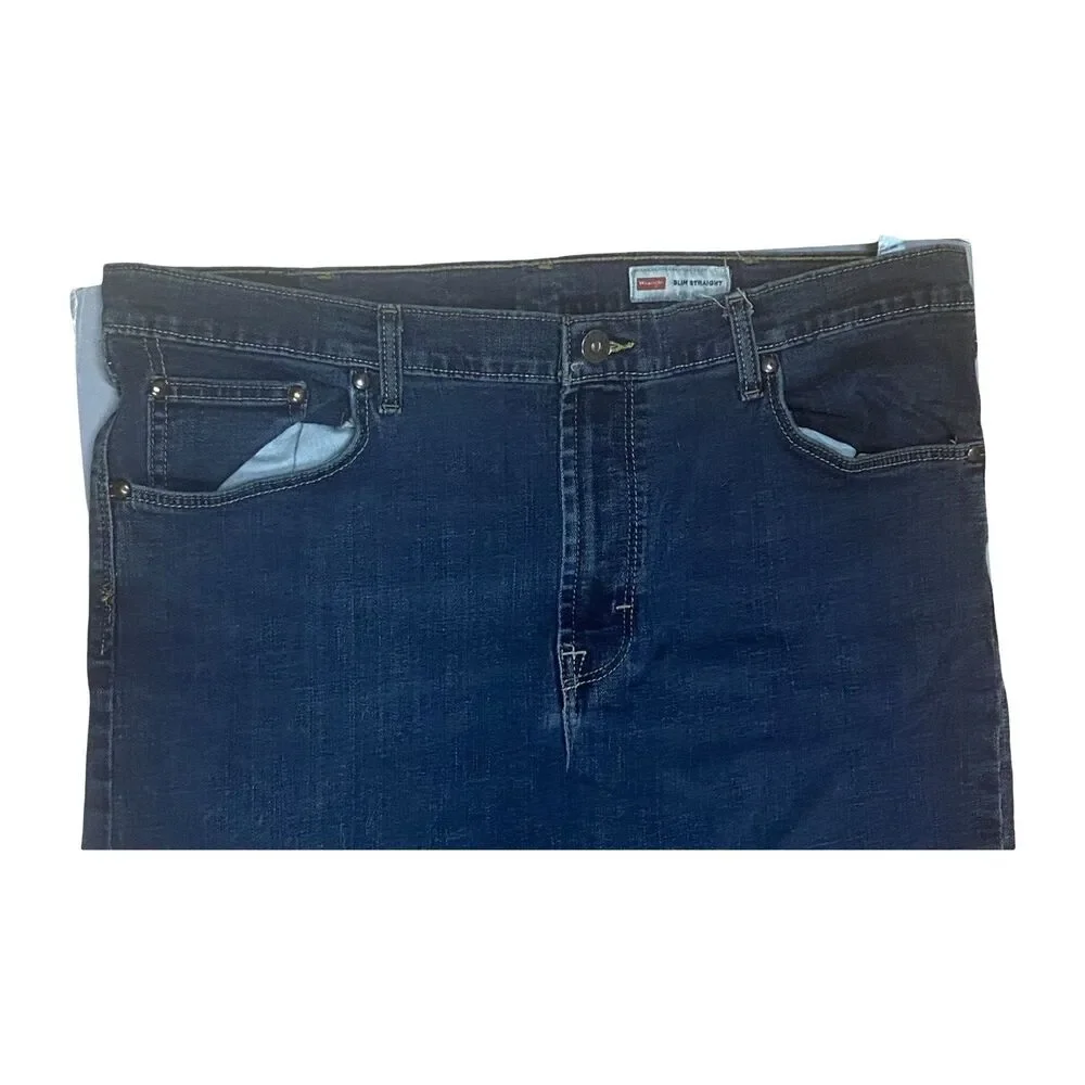 Wrangler Men's Slim Straight Blue Denim Jeans 38x32
